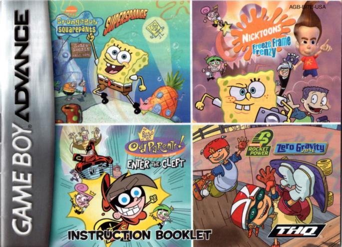4 Games On One Game Pak (SpongeBob SquarePants: Super Sponge / Nicktoons: Freeze  Frame Frenzy / Fairly Oddparents: Enter The Cleft / Rocket Power: Zero  Gravity Zone) [AGB-BI7E-USA] Manual : Nickelodeon :